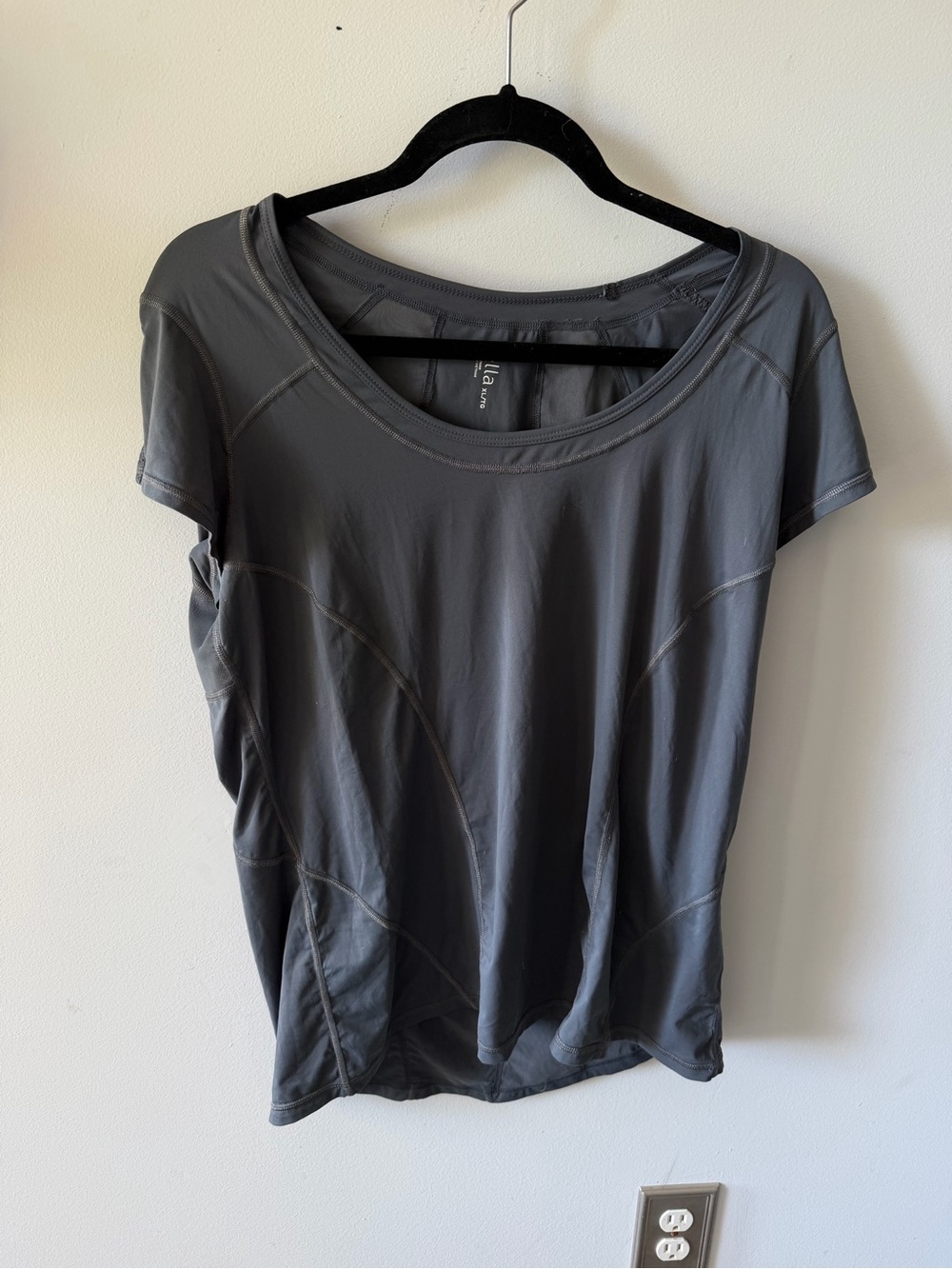 Zella Charcoal Gray Scoop-Neck Short Sleeve Tee
